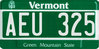 VT license plate AEU325