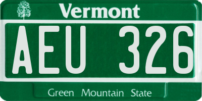 VT license plate AEU326