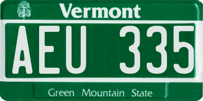 VT license plate AEU335