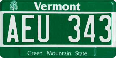 VT license plate AEU343