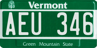 VT license plate AEU346