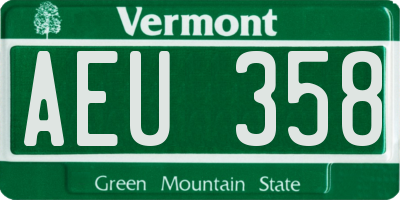 VT license plate AEU358