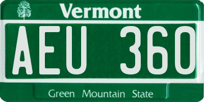 VT license plate AEU360