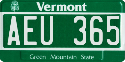 VT license plate AEU365
