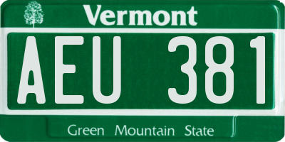 VT license plate AEU381