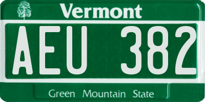 VT license plate AEU382