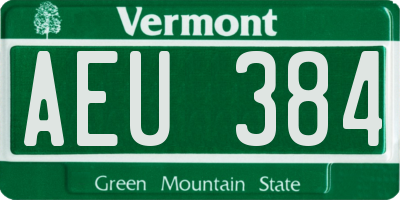 VT license plate AEU384