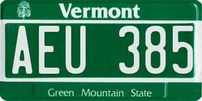 VT license plate AEU385