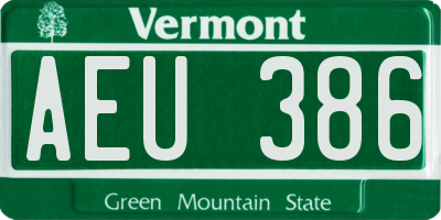VT license plate AEU386