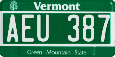 VT license plate AEU387