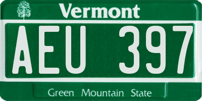 VT license plate AEU397