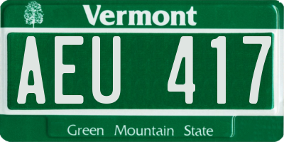 VT license plate AEU417
