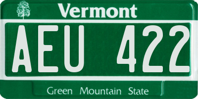 VT license plate AEU422