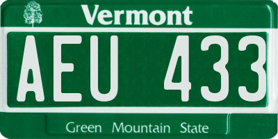 VT license plate AEU433