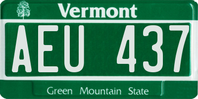 VT license plate AEU437