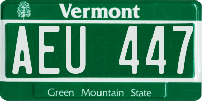VT license plate AEU447