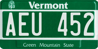 VT license plate AEU452