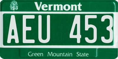 VT license plate AEU453
