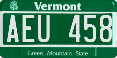 VT license plate AEU458