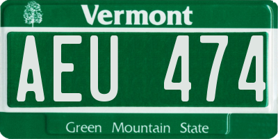 VT license plate AEU474