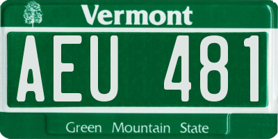 VT license plate AEU481