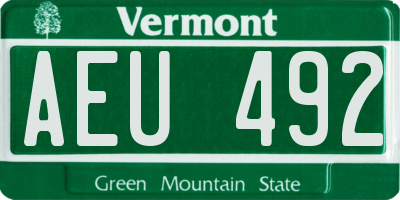 VT license plate AEU492