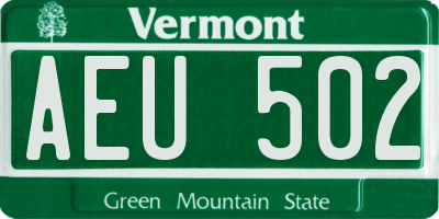 VT license plate AEU502