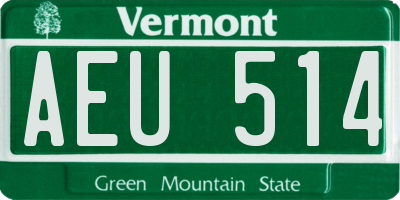VT license plate AEU514