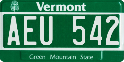 VT license plate AEU542