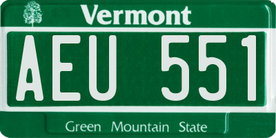 VT license plate AEU551