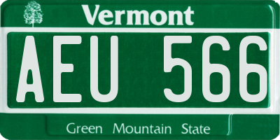 VT license plate AEU566