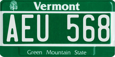 VT license plate AEU568