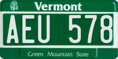 VT license plate AEU578