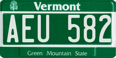 VT license plate AEU582