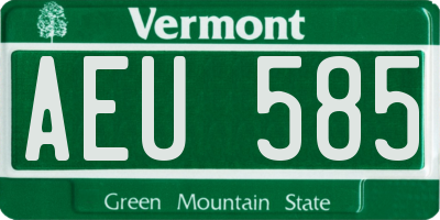 VT license plate AEU585