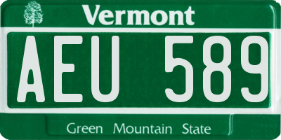 VT license plate AEU589
