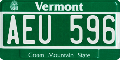 VT license plate AEU596