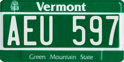 VT license plate AEU597