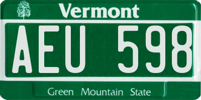 VT license plate AEU598