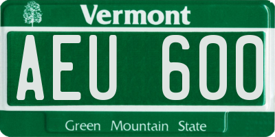 VT license plate AEU600