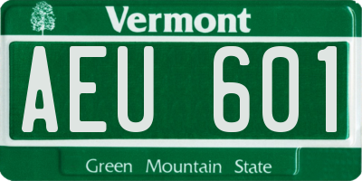 VT license plate AEU601