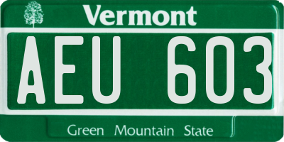 VT license plate AEU603