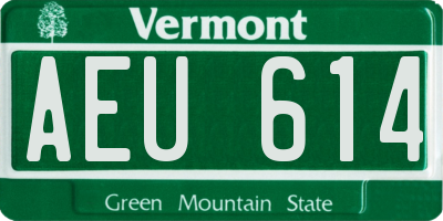 VT license plate AEU614