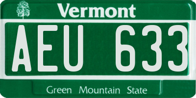 VT license plate AEU633