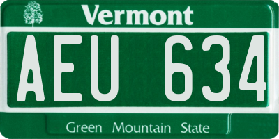 VT license plate AEU634
