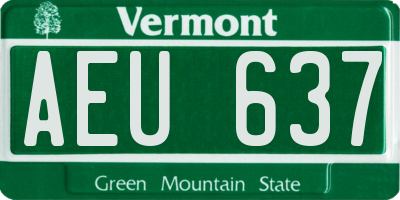 VT license plate AEU637