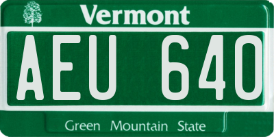 VT license plate AEU640