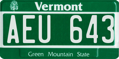 VT license plate AEU643