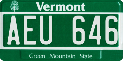 VT license plate AEU646