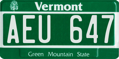 VT license plate AEU647